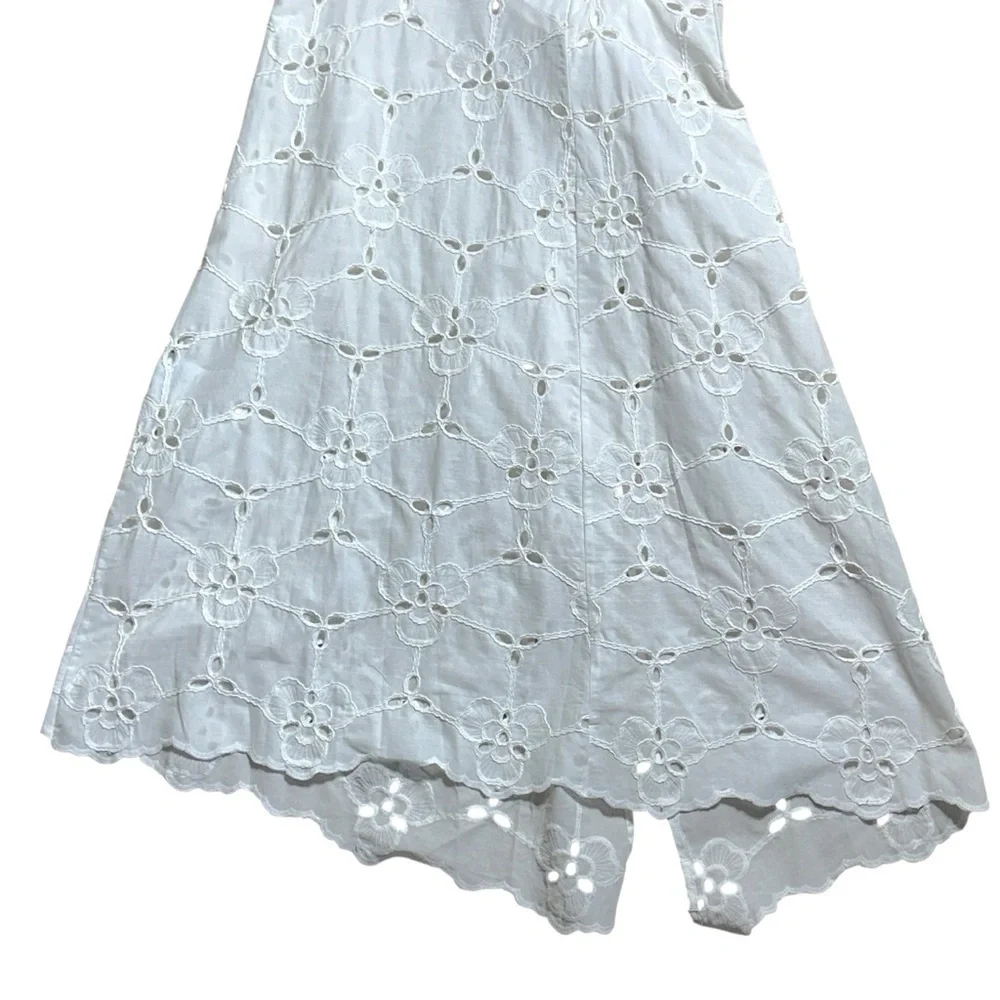 Free People Laagam White Cotton Bella Eyelet Midi Dress Womens S